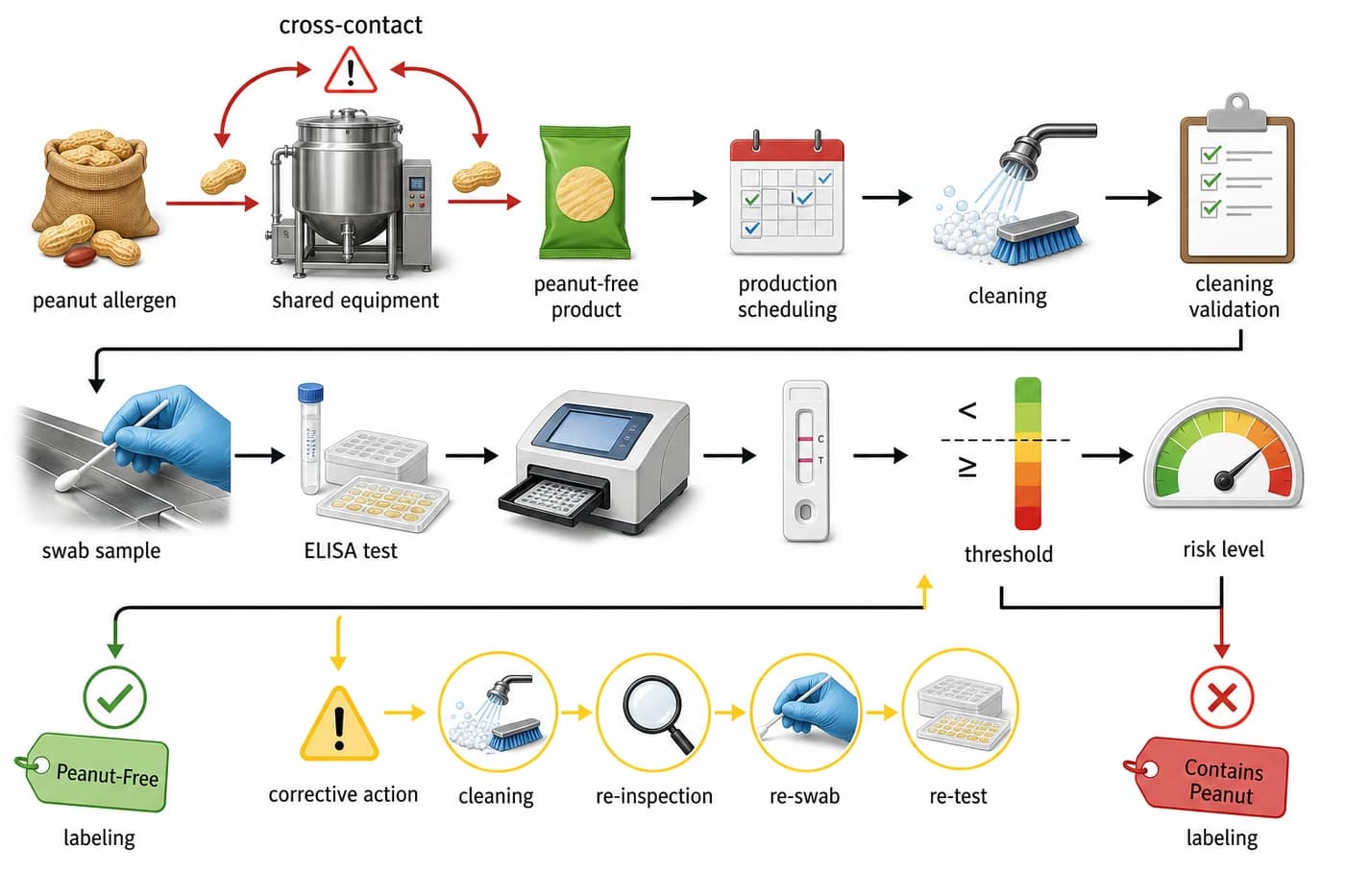 Peanut allergen cross-contamination risk assessment workflow