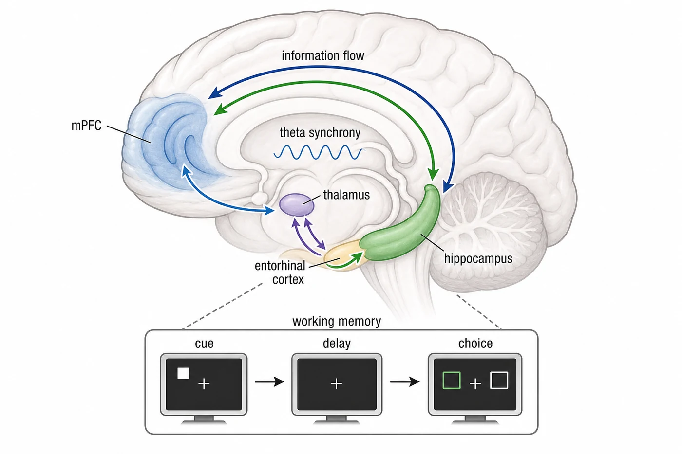 Hippocampus-prefrontal cortex circuit supporting working memory