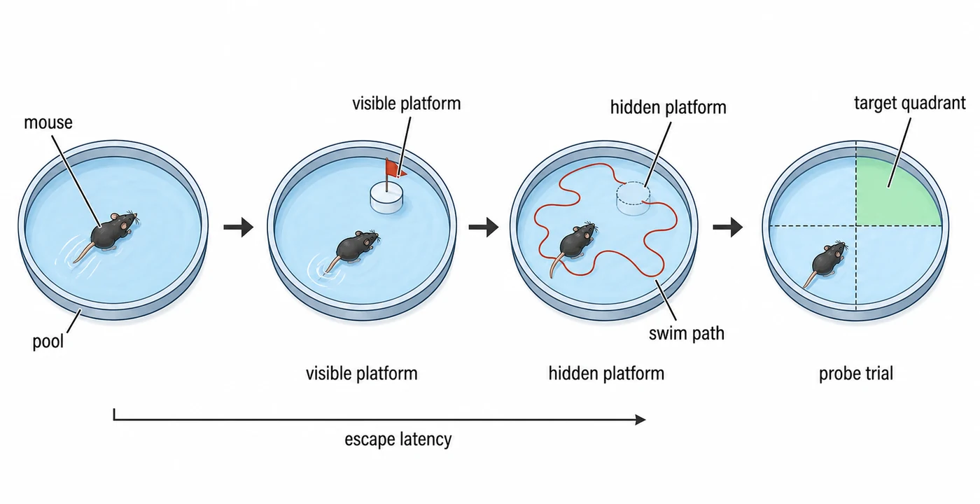 Mouse Morris water maze workflow for spatial learning