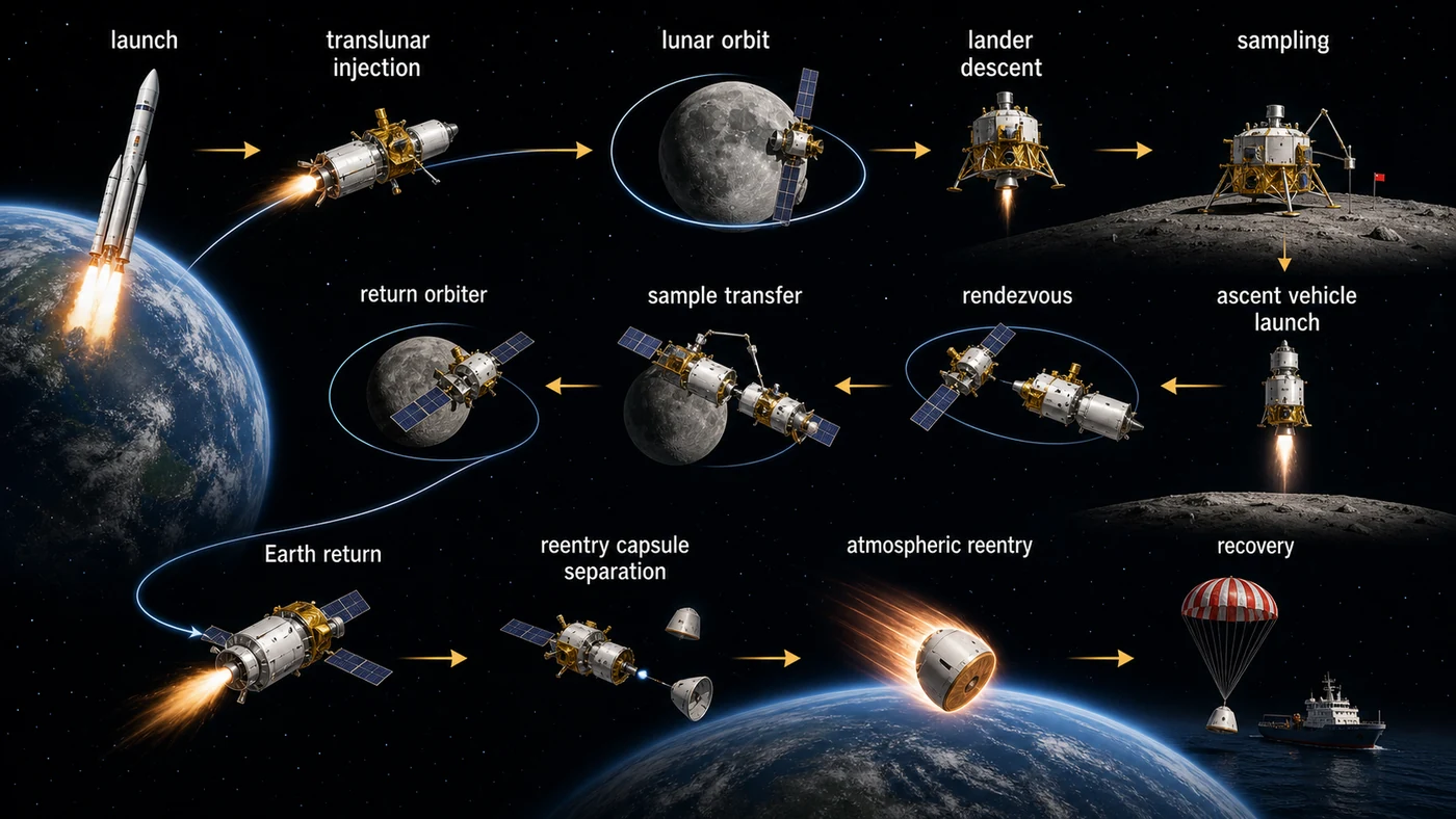 Chang'e lunar sample return mission workflow