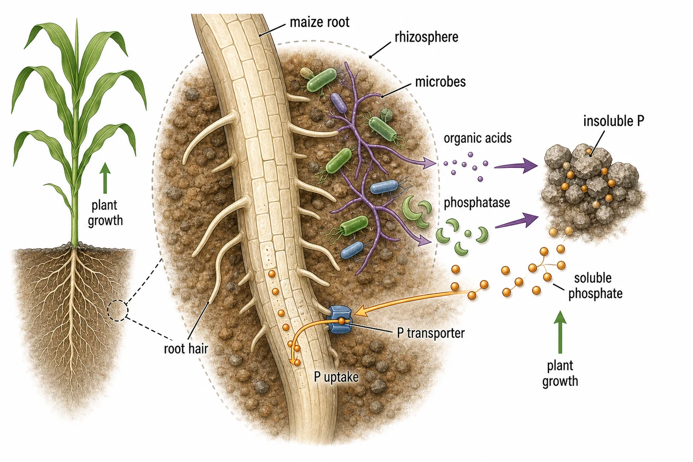 Maize rhizosphere microbes promoting phosphorus solubilization and uptake
