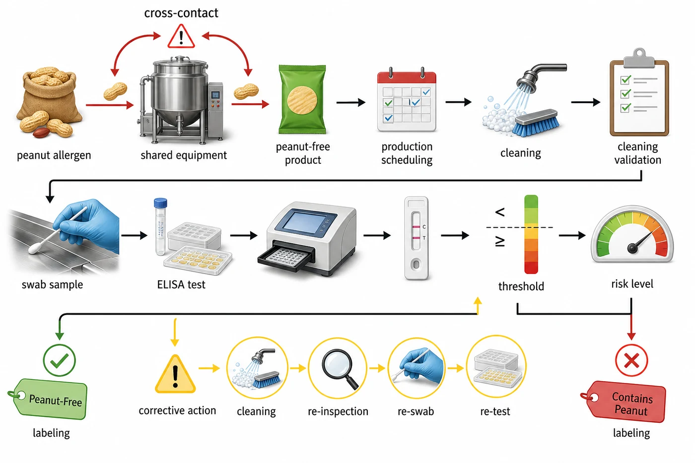 Peanut allergen cross-contamination risk assessment workflow