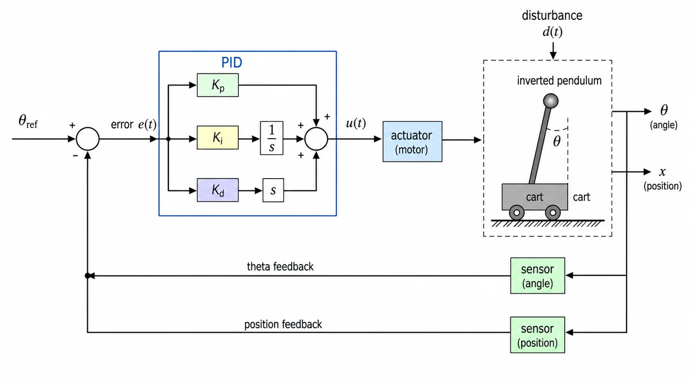 Closed-loop PID control of an inverted pendulum