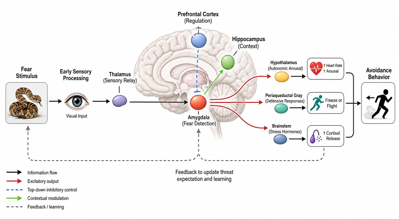 Fear stimulus activating the amygdala and driving avoidance behavior
