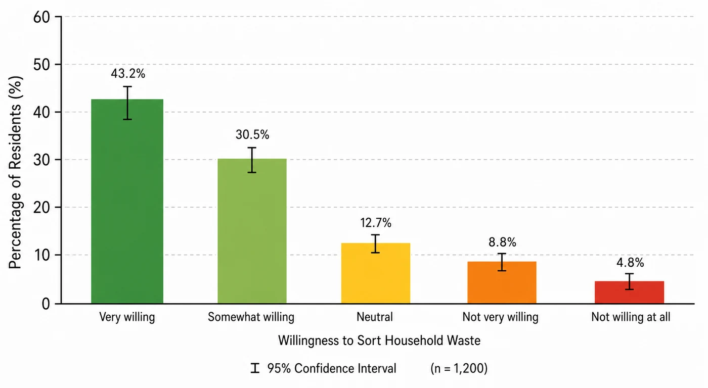 Bar chart of residents' willingness to sort household waste